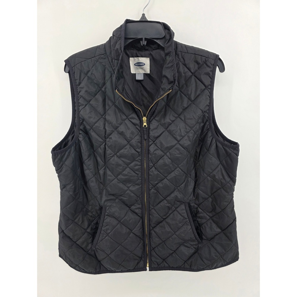Old Navy Black Quilted Puffer‎ Vest Womens XL Zip Up Lightweight Outerwear